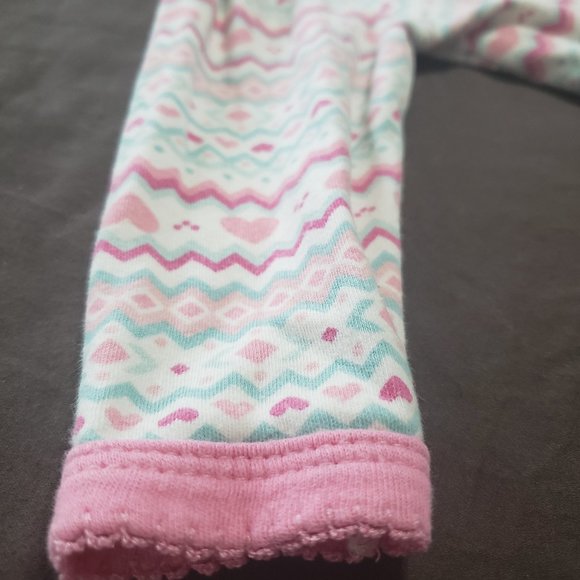 Footed Sleeper Monkey Theme Embroidered Button Up Hearts Bow Accents 6-9m Size - Picture 4 of 5